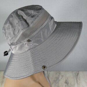 NiB Unisex Wide Brim Safari Style Sun/Fishing Hat Gray with VENTED top